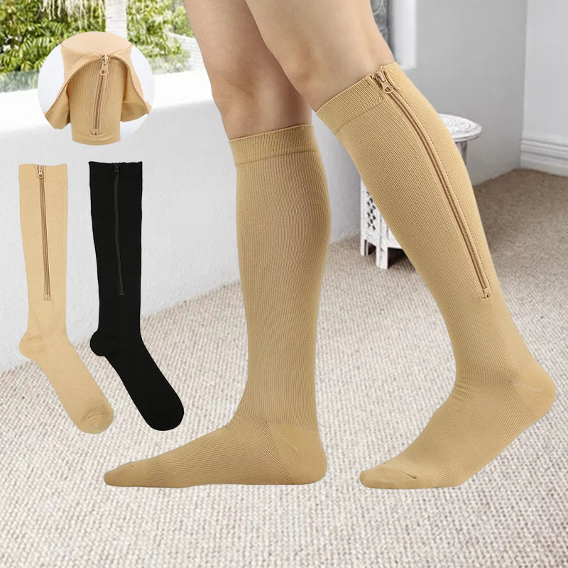 Comfortable Fit Compression Socks with Zip Closure