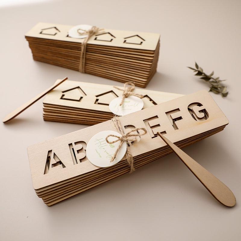 Wooden Alphabet Tracing Templates for Kids