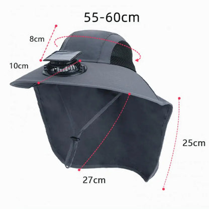 Sun Protection Wide Brim Summer Hat with Solar Fan