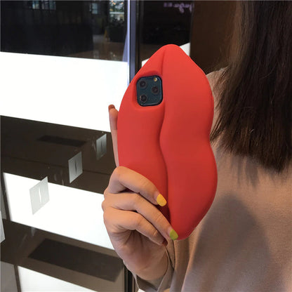 Bold Red Lip Print Silicone iPhone Case