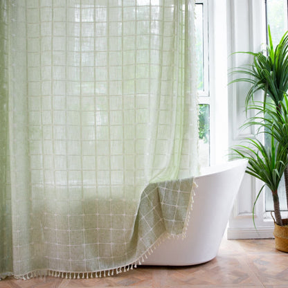 Soft Cotton Shower Curtain with Fringe Waterproof Bathroom Decor
