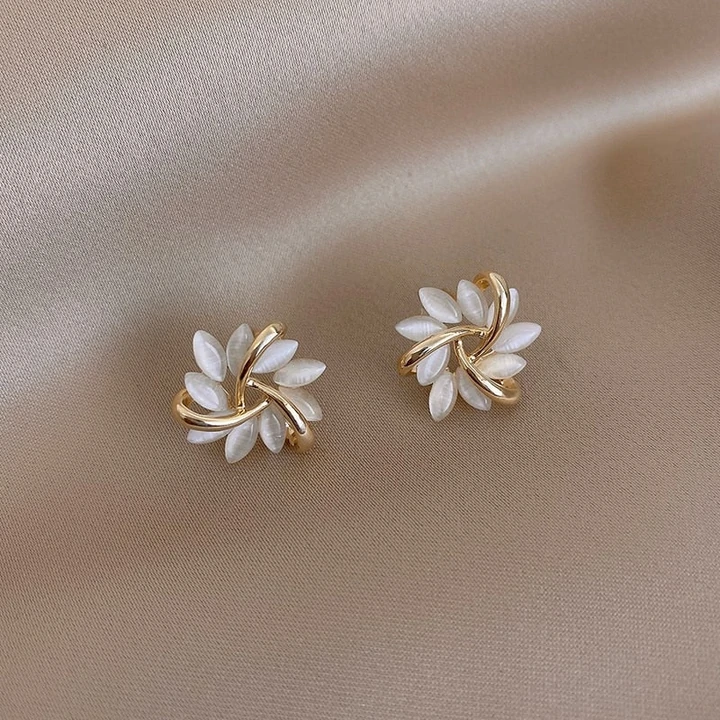 Elegant Gemstone Flower Stud Earrings