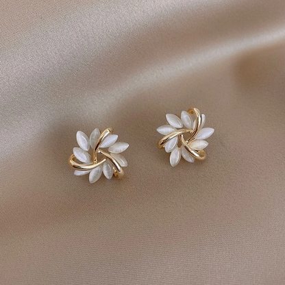 Elegant Gemstone Flower Stud Earrings