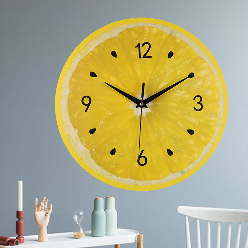 Bright Yellow Citrus Kitchen Wall Clock