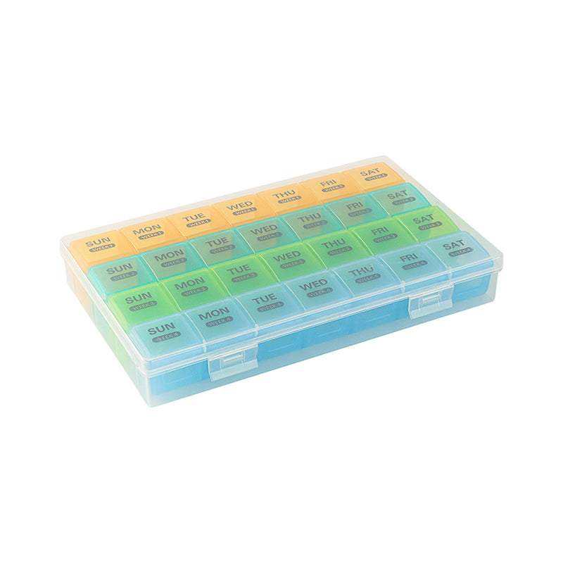 Daily Pill Box with 28 Storage Compartments