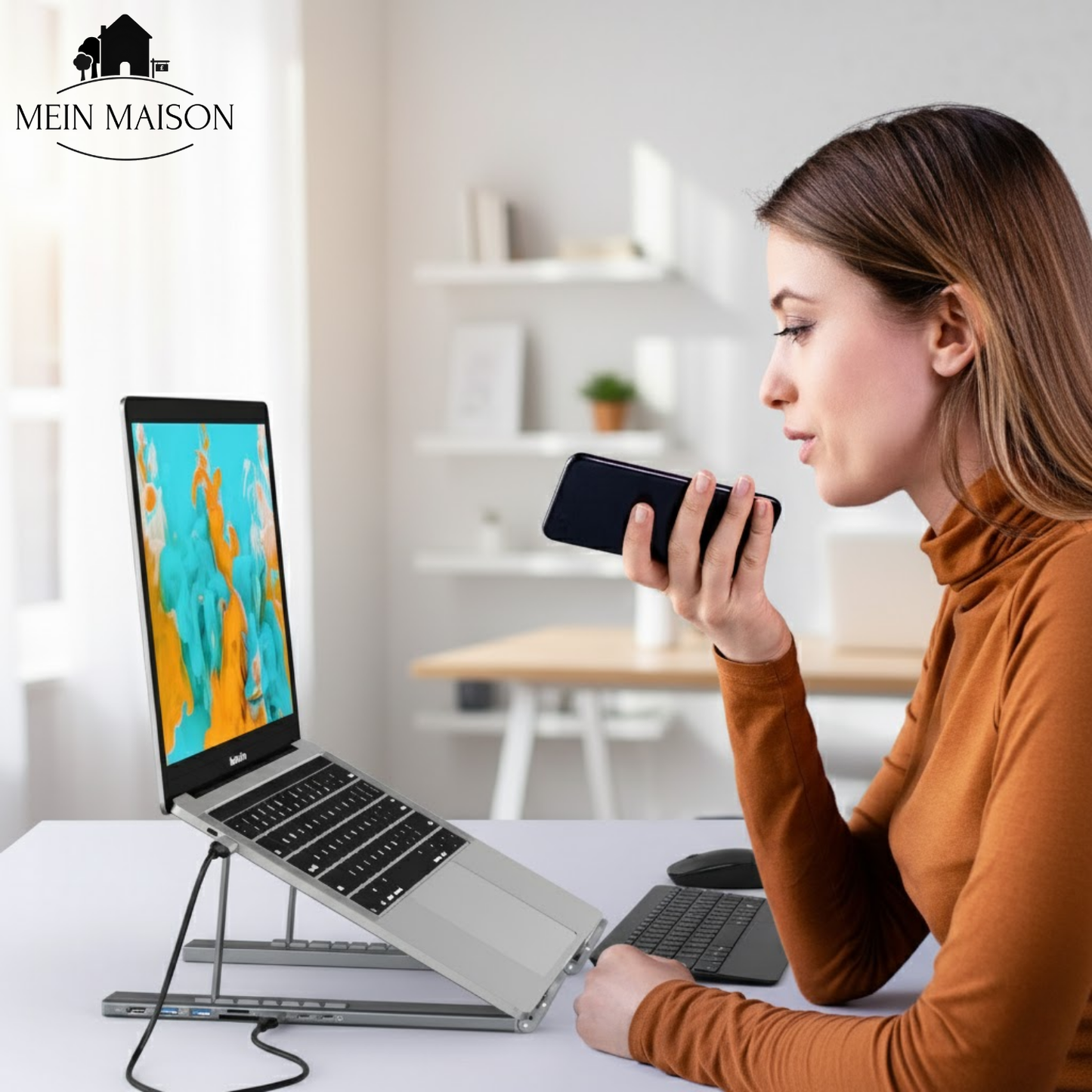 Compact 8-in-1 Laptop Stand and USB Hub