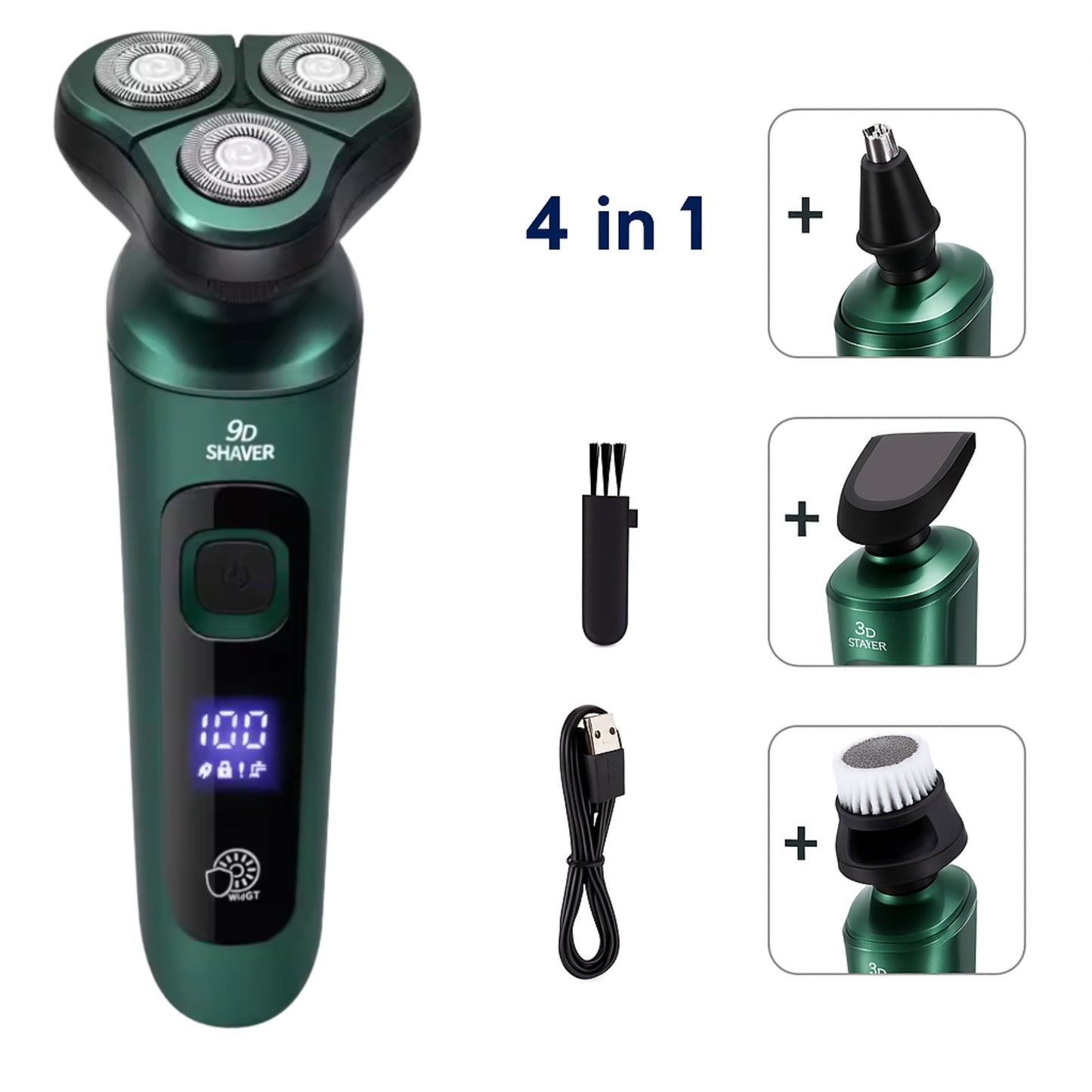 Multi-Functional Waterproof Shaver with LED Screen