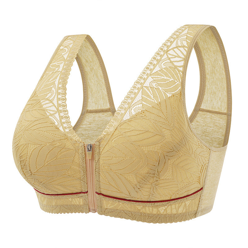 Simple Lace Bralette with Front Zip Closure