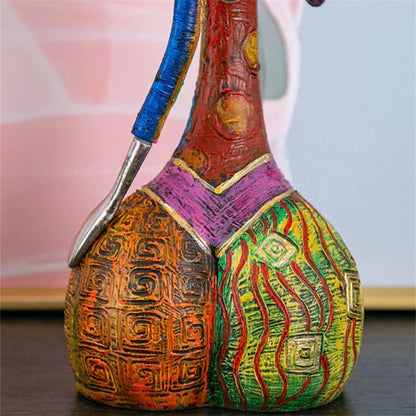 Vibrant Female Figurine Resin Art Statue for Home Decoration