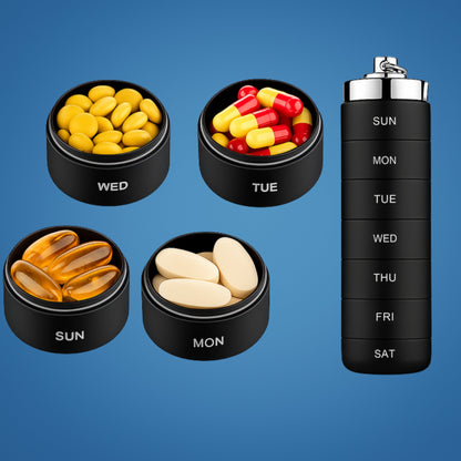 Waterproof Travel Pill Box with 7 Day Clear Labels