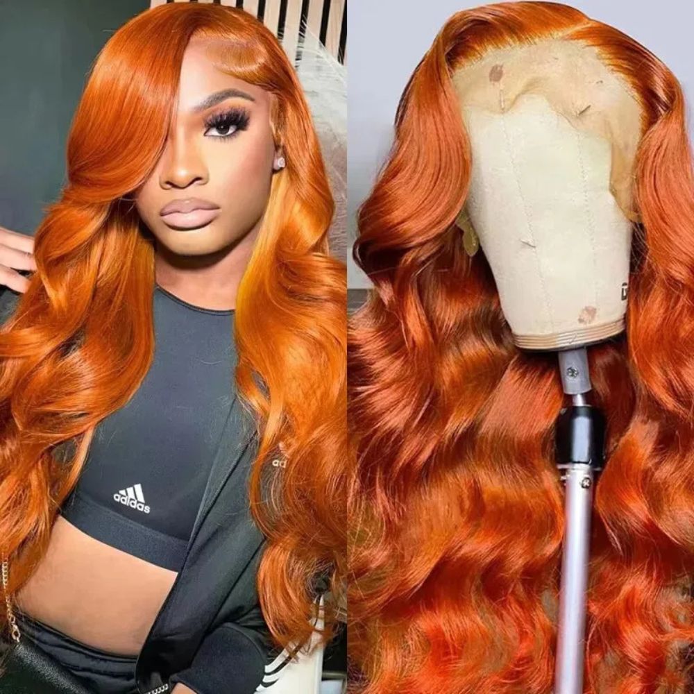 Curly Auburn Red Human Hair Lace Wig