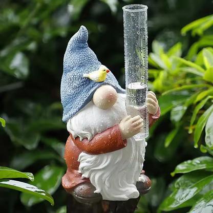 Colorful Gnome Yard Statue with Built-in Rain Gauge