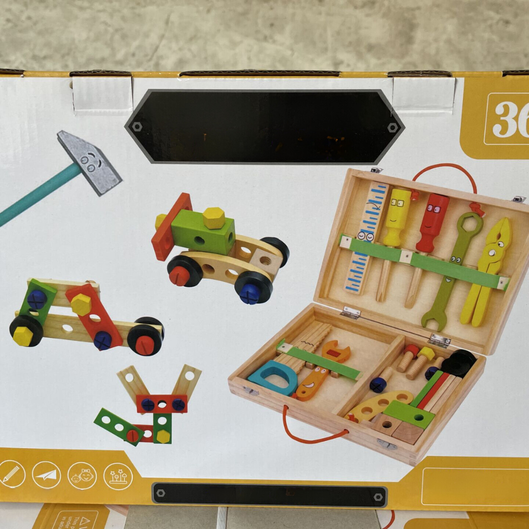 Kids Wooden Toy Toolbox Set