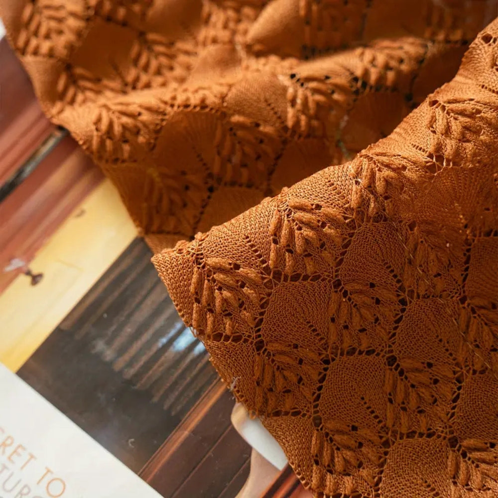 Warm Yellow Crochet Window Curtain Panel