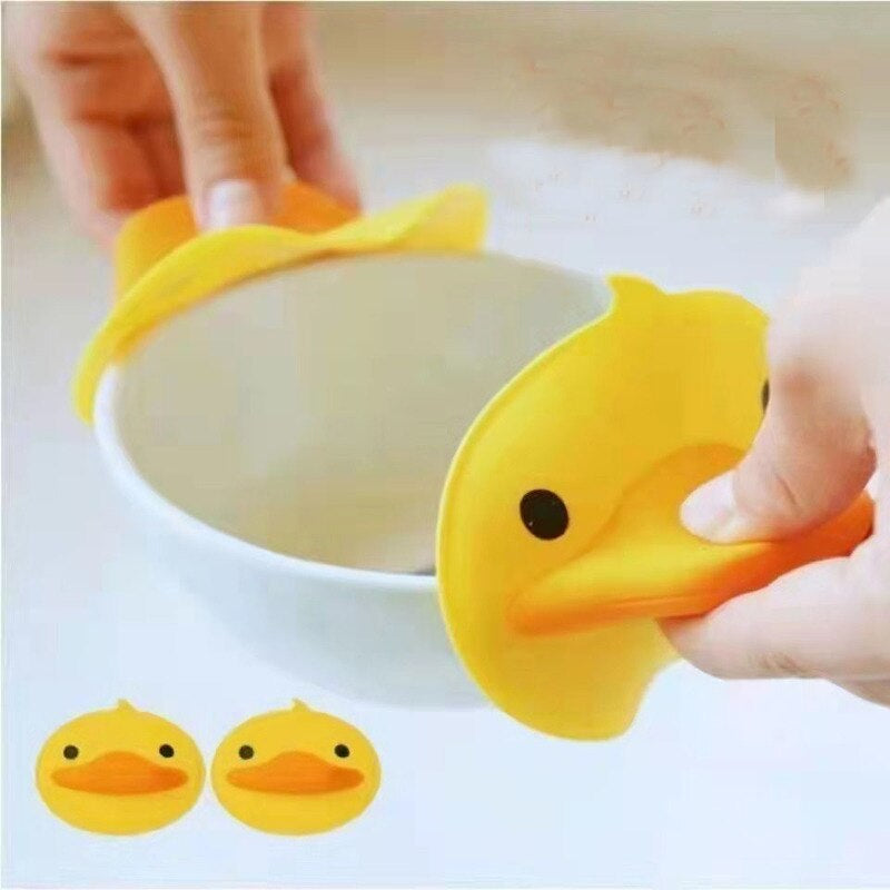Bright Yellow Quacking Duck Oven Mitts