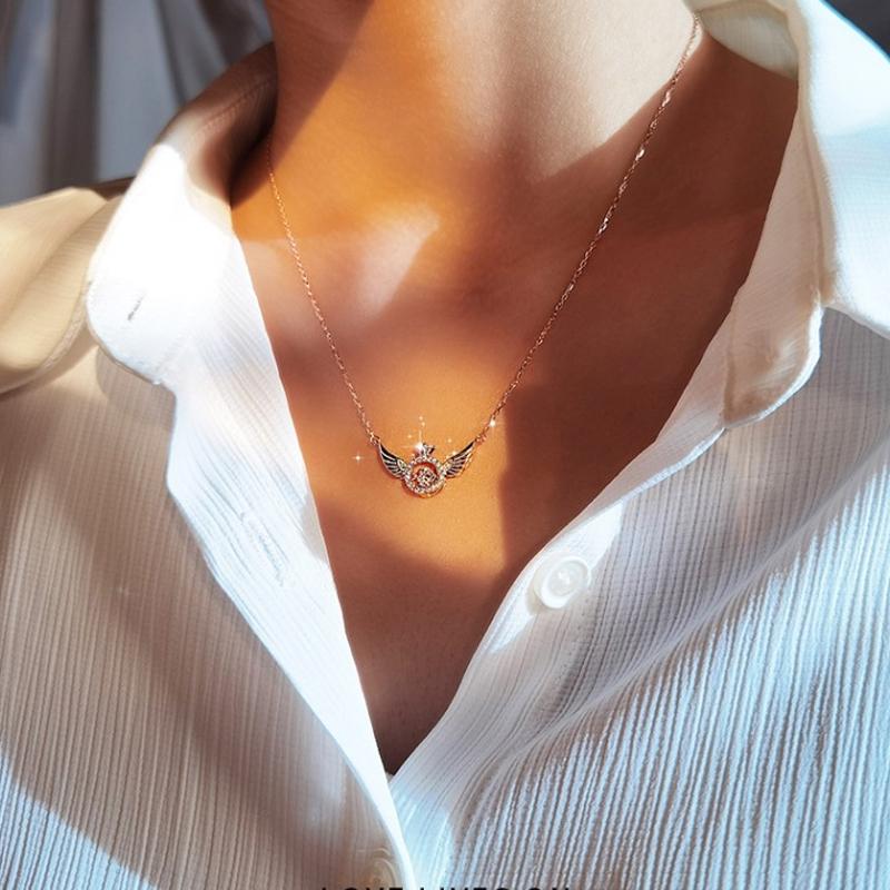 Sparkly Wing Crystal Pendant Necklace