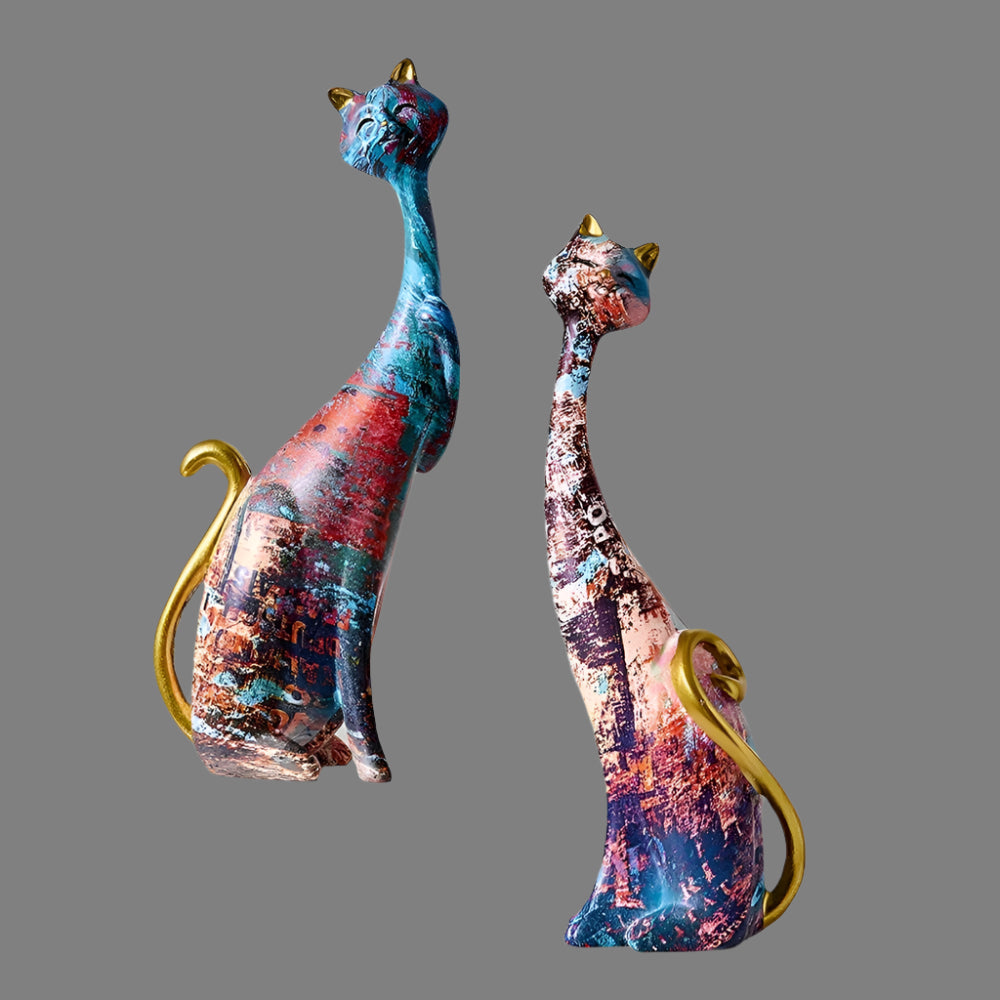 Simple Cat Figurine Pair for Home Decor - Befez