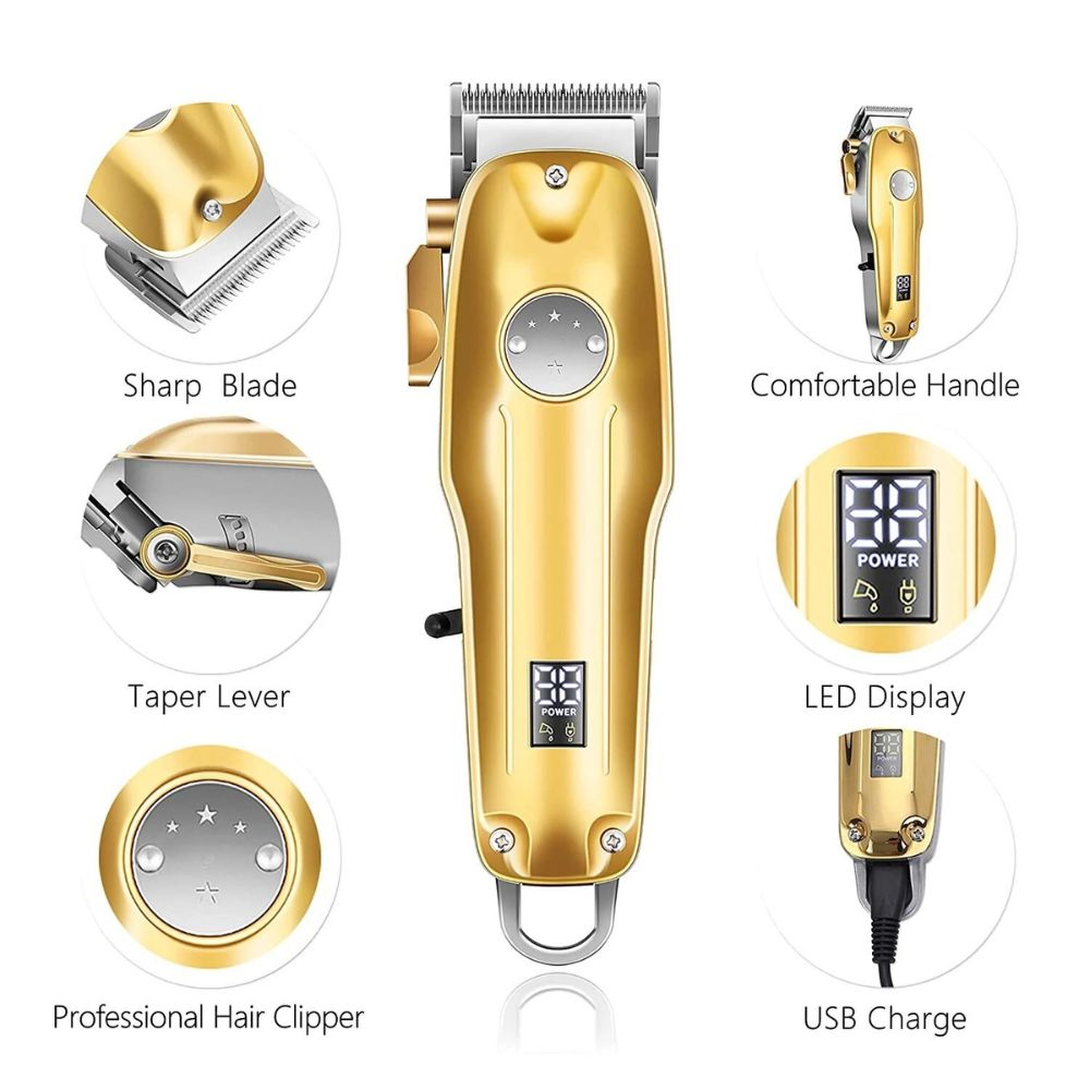 Premium Mens Grooming Clippers Gold Kit