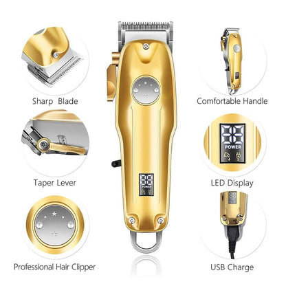 Premium Mens Grooming Clippers Gold Kit