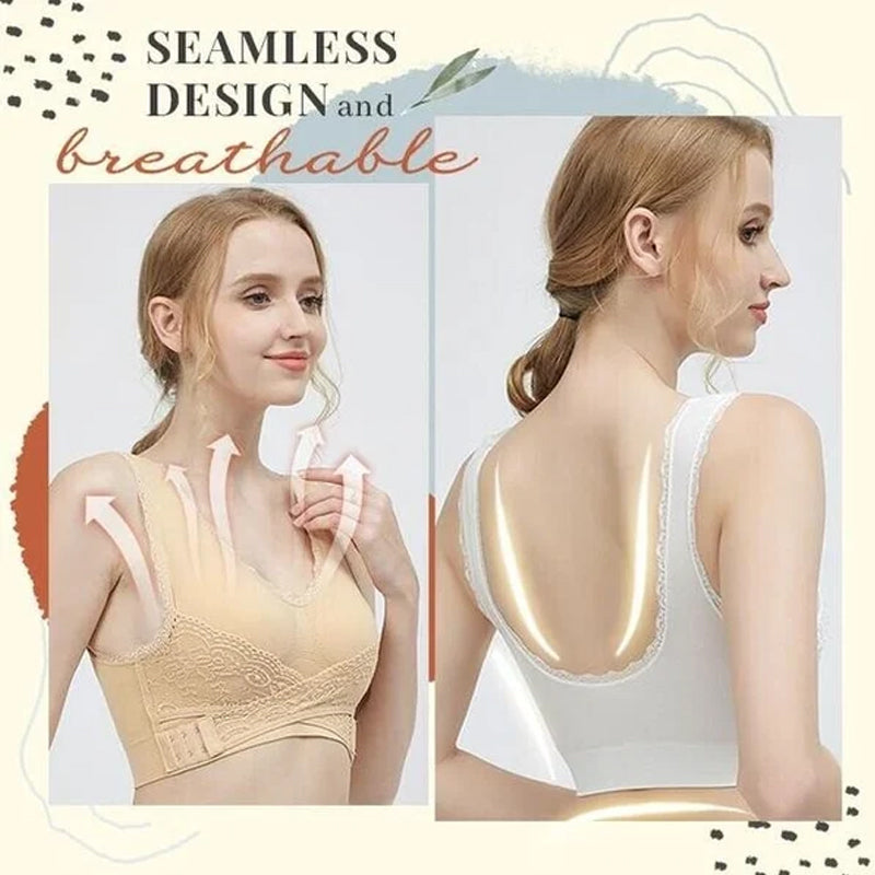 Comfortable Cross Over Lace Wire Bra - Befez