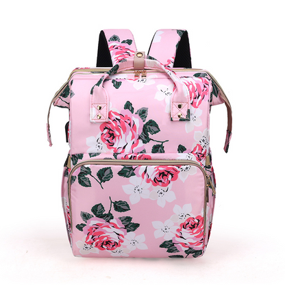 Compact Floral Baby Bag with Mosquito Net