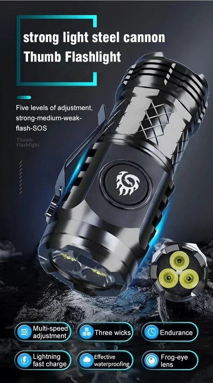 Compact Triple LED Mini Super Bright Flashlight