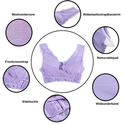Comfortable Cross Over Lace Wire Bra
