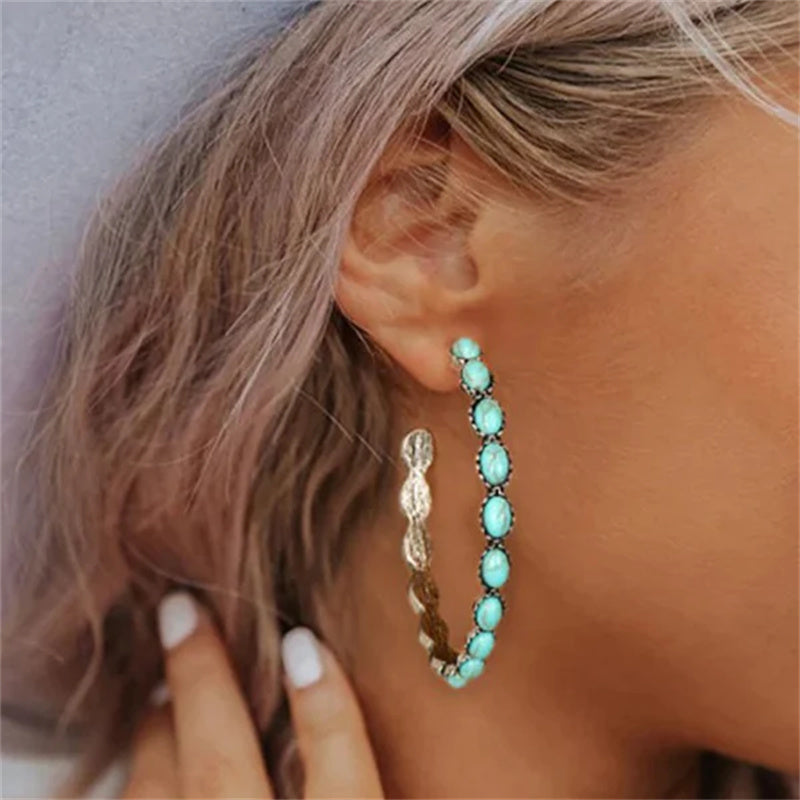 Unique Blue Turquoise Drop Earrings - Befez