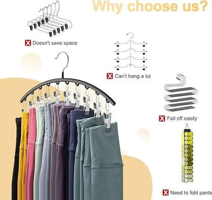 Compact Folding Leggings Hanger with 20 Clips