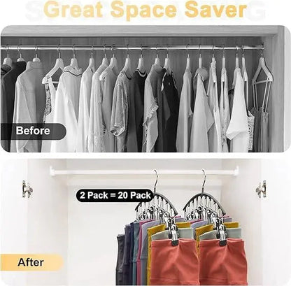 Compact Folding Leggings Hanger with 20 Clips