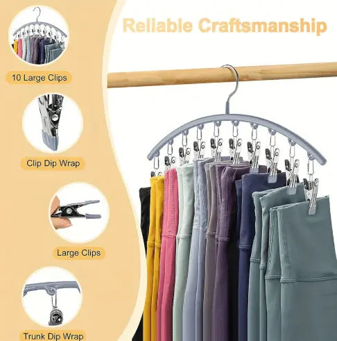 Compact Folding Leggings Hanger with 20 Clips