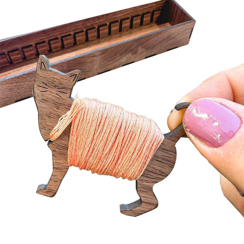 Wooden Bunny Sewing Thread Organizer Storage Set