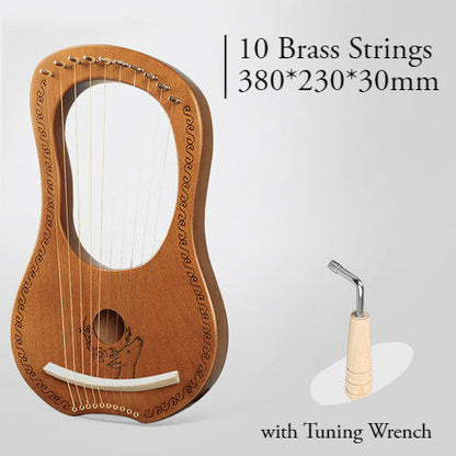Classic Mahogany Lyre Harp with Brass Strings for All Ages