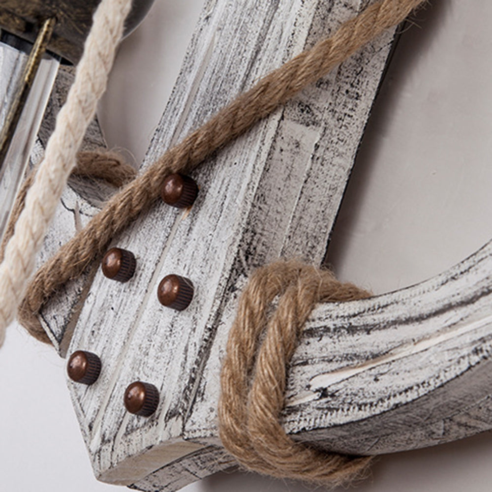 Coastal Wooden Nautical Wall Light Lantern