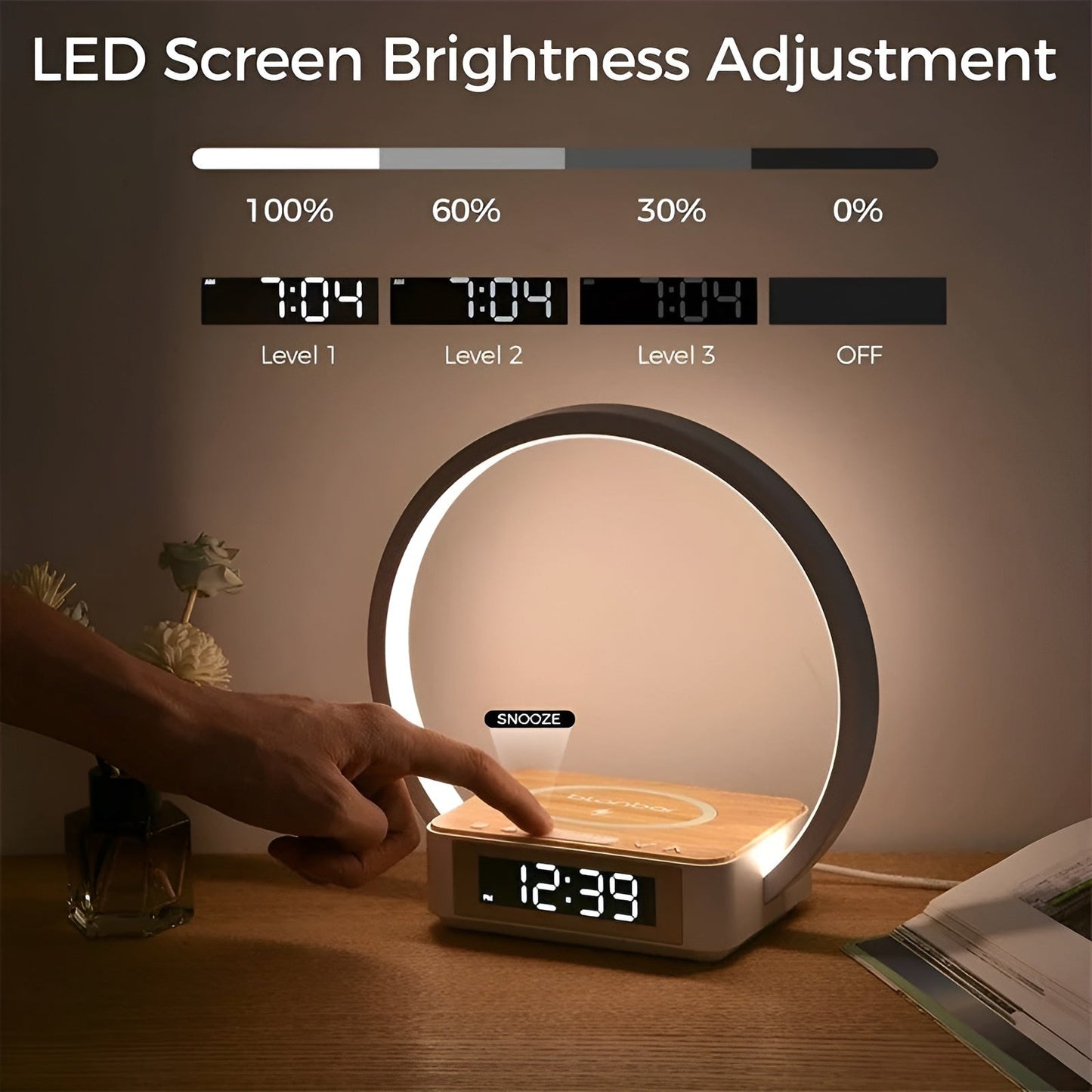 Smart LED Desk Lamp with Wireless Charging and Clock