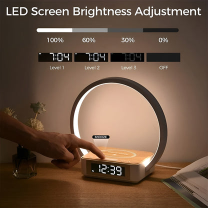 Smart LED Desk Lamp with Wireless Charging and Clock