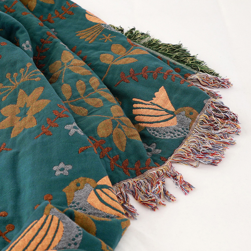 Plush Reversible Nordic Bird Blanket - Super Soft
