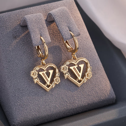 Delicate Monogram Heart Huggie Earrings