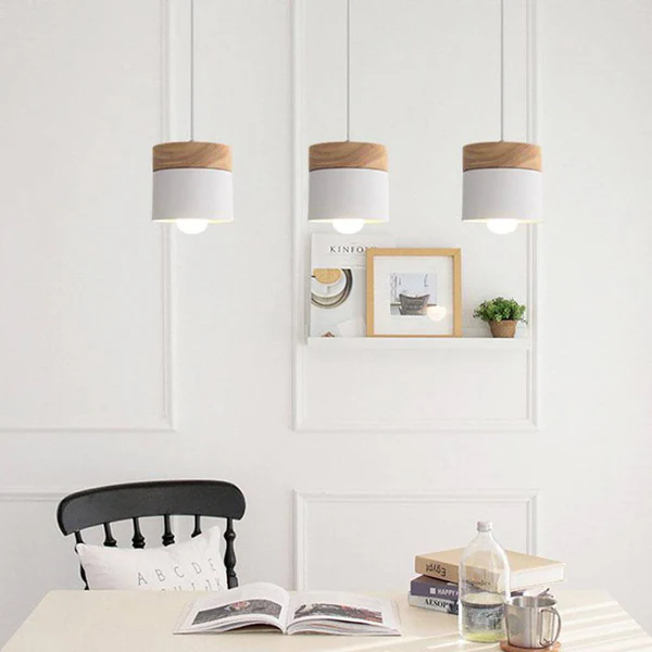 Kid's Room Wooden Pendant Reading Lamp