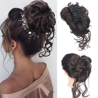 Easy Clip-in Bun for Curly Hair with Volume