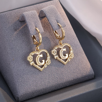 Delicate Monogram Heart Huggie Earrings