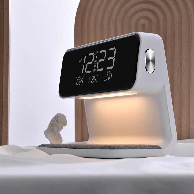 Smart Bedside Lamp with Wireless Charging and Alarm Clock
