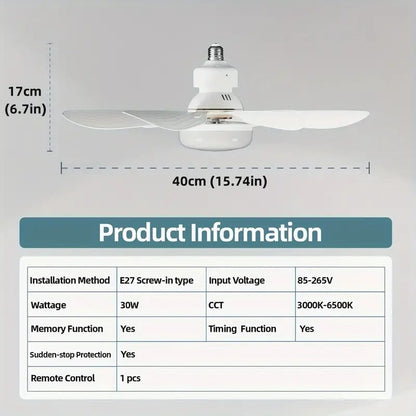 Compact 2-in-1 Ceiling Fan and Light with Remote