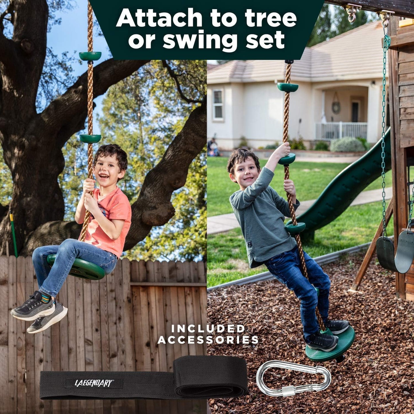 Fun Kids Tree Swing Set with Rope and Play Platforms