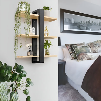 Rustic Wooden Wall Shelf 3 Tier Storage