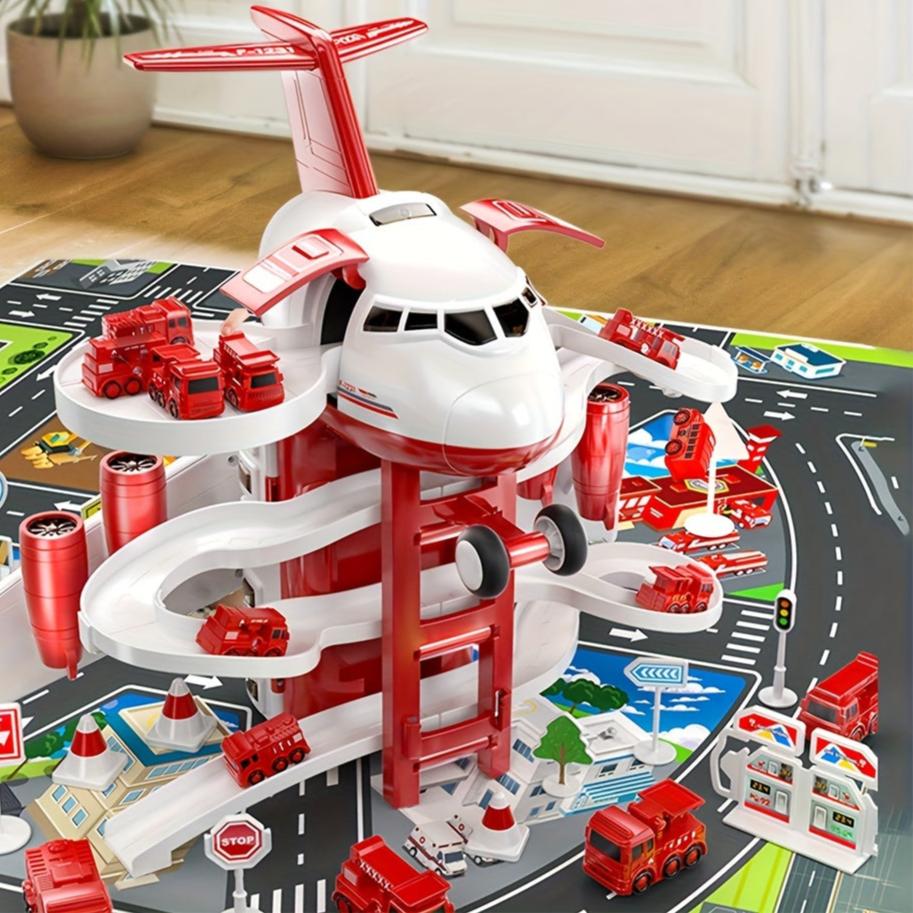 Exciting Airplane Fire Truck Playset with Playmat