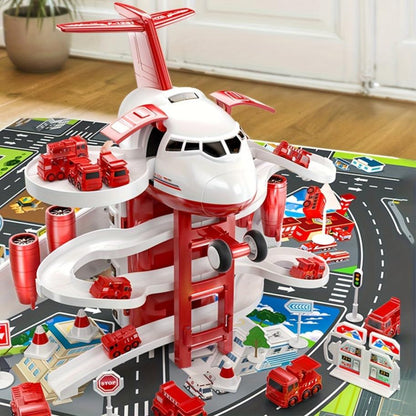 Exciting Airplane Fire Truck Playset with Playmat