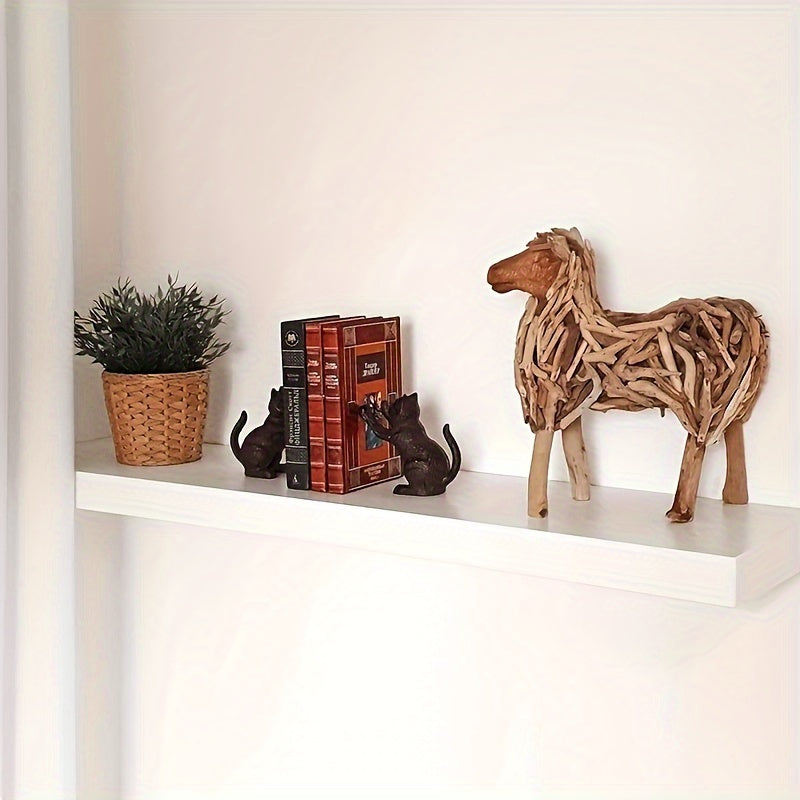 Rustic Cast Iron Book Ends with Traditional Style