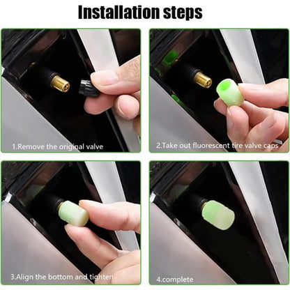 Bright Green LED Tire Valve Stem Caps 20 Pack