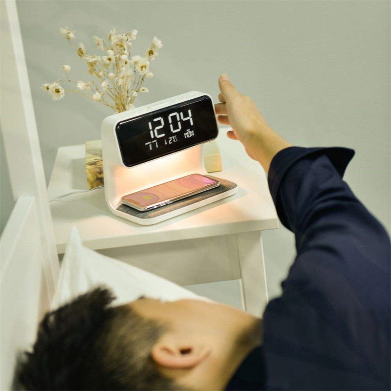 Smart Bedside Lamp with Wireless Charging and Alarm Clock